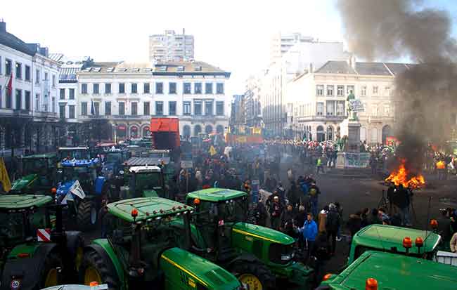 Protesta de agricultores en Bruselas