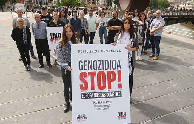 Genozidioa STOP - Gernika-Palestinak eta Yala Nafarroak manifestazioak deitu dituzte ekainaren 8rako